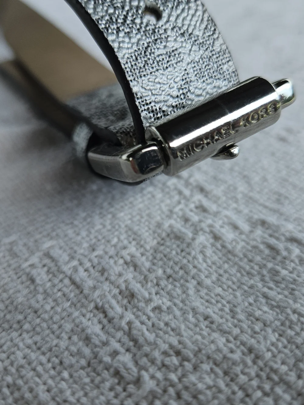Silver Metallic Belt Bag Micheal Kors Festival Leather